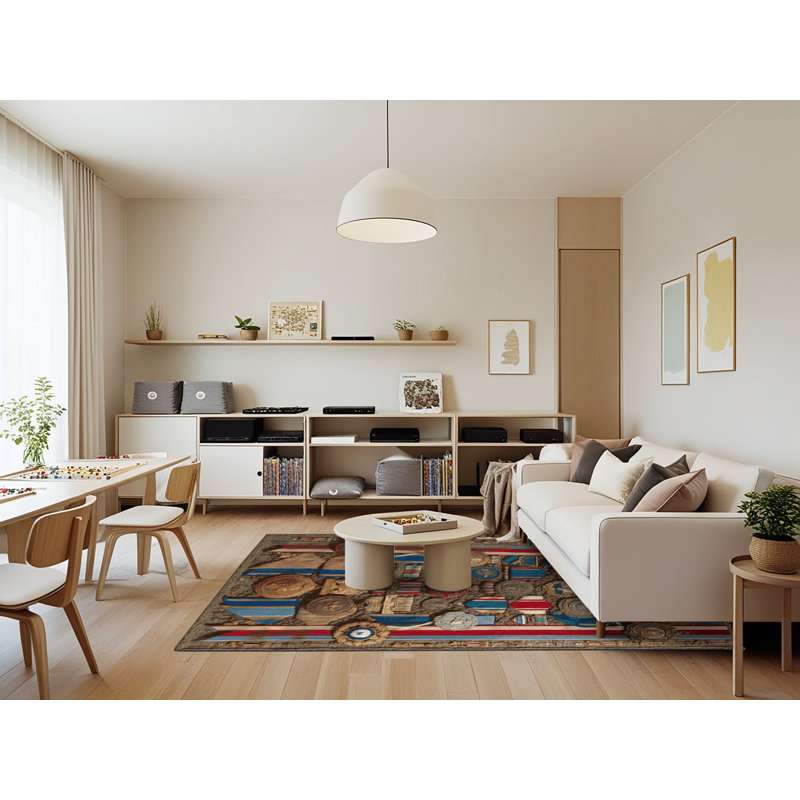 Tapis brun français lavable à la machine, Rectangle 7 pi x 9 pi