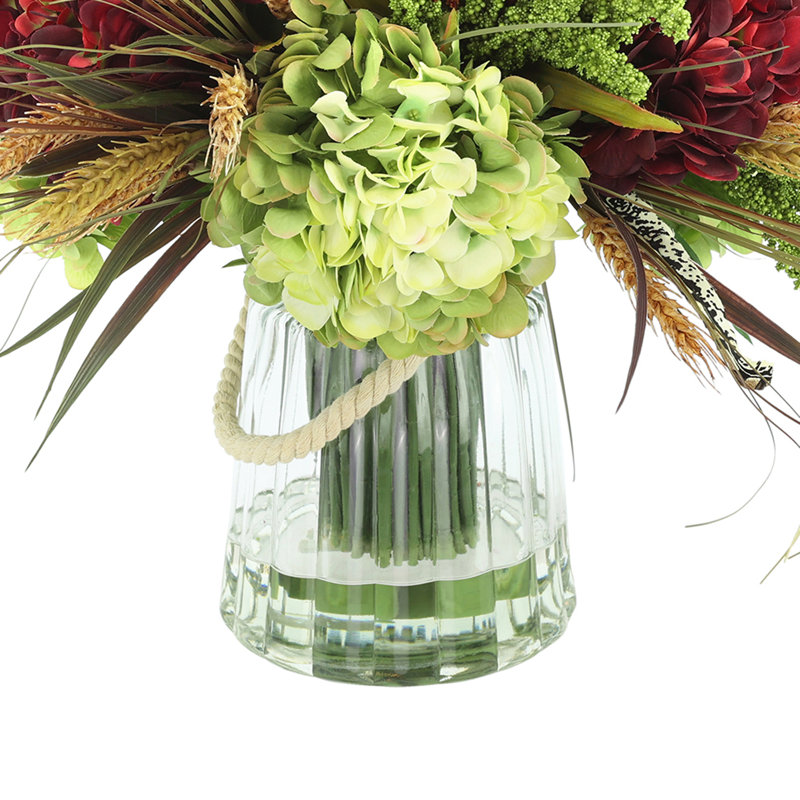 Hydrangeas And Heather Arrangement In Vase