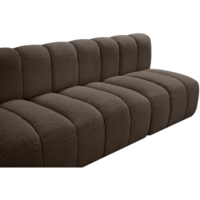 Hrach Upholstered Sectional Reversible, Brown Boucle Fabric