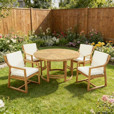 Ensemble repas d'extérieur 5 pièces avec 4 fauteuils
