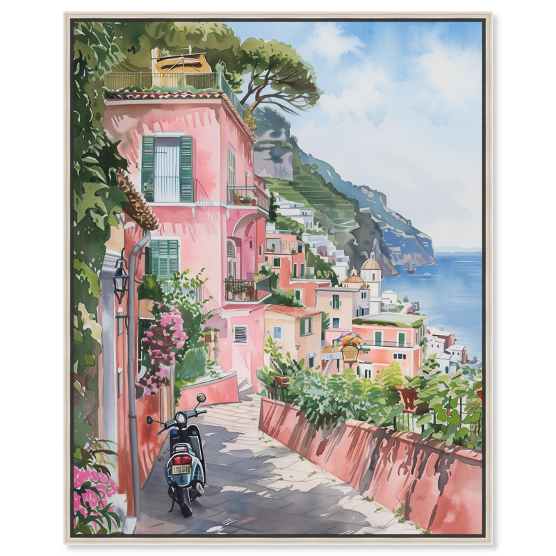 «Lush Coastal Villa», peintures florales par Art Remedy, H 46 po x l 37 po, Encadrement argenté