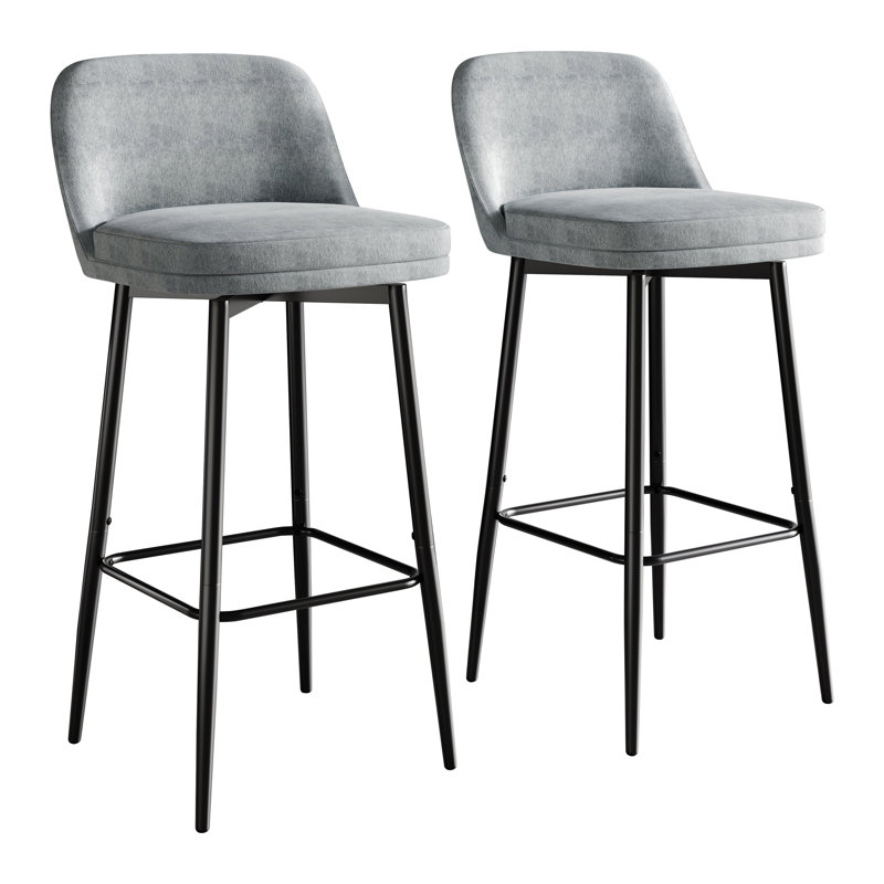 Chaise de bureau pivotante en métal noir en gris clair Chenille, Gris clair