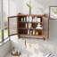 Armoire murale rétro avec trois niveaux de rangement et porte-serviettes, pour salle de bain, cuisine, salle à manger-114367391