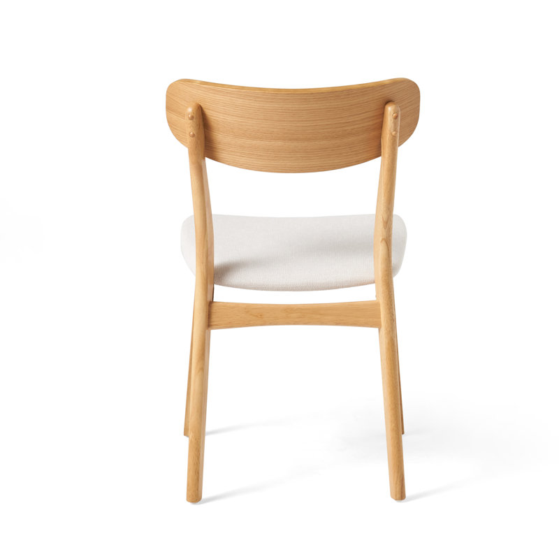 Barros Solid Wood Side Chair, Light Beige, Natural Oak