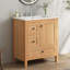 Meuble-lavabo 30 po avec lavabo en céramique, pieds en bois massif