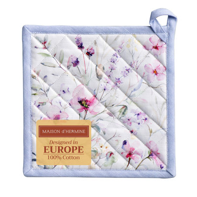 Maison d'Hermine Manique d'été florale 100 % coton simple - 8 po x 8 po