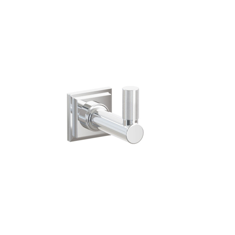 Emtek Select Single Hook w/ Step Square Rosette, Round Stem & Knurled Tip, Polished Chrome