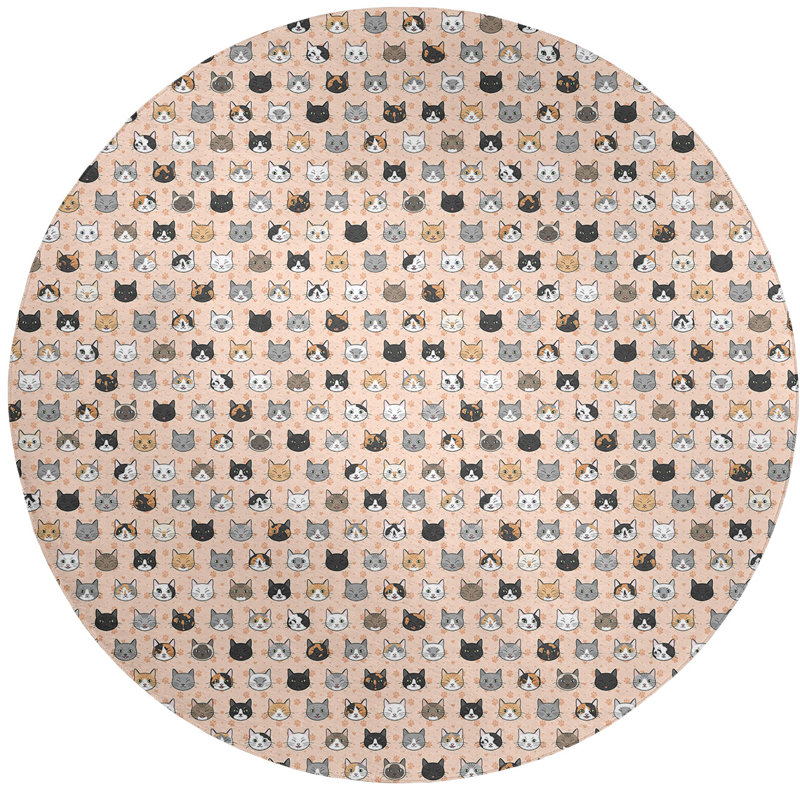Chenille Geometric Indoor Rug, Round 5'