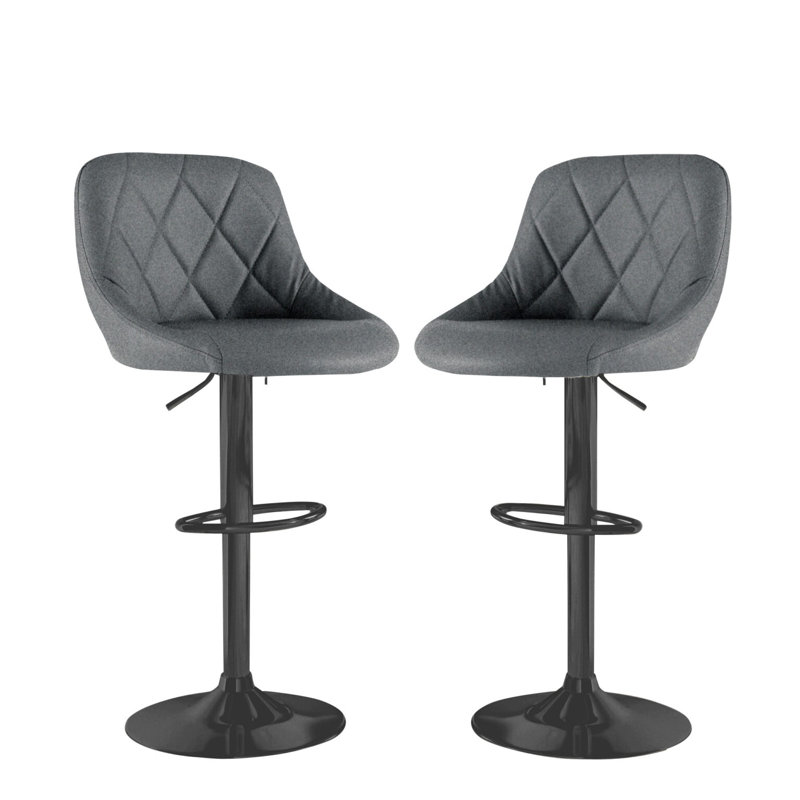 Mbagaya Swivel Upholstered Counter Stool, Dark Grey