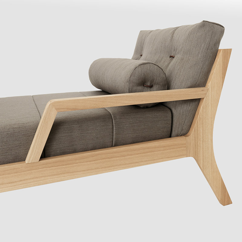 Chaise longue en tissu doux avec assise profonde