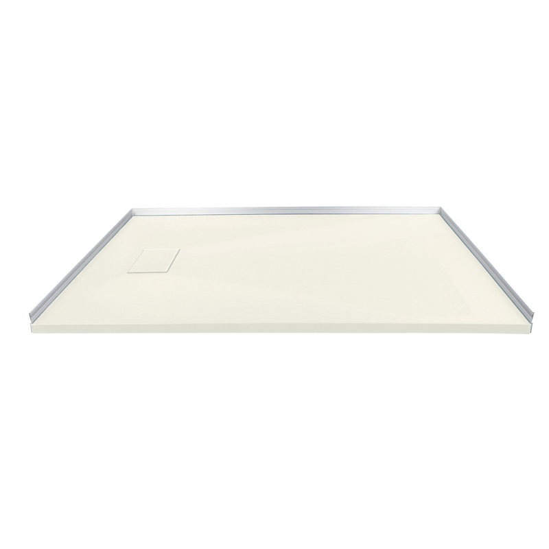 Transolid Trimslate 60-in x 32-in Zero Threshold Tub Replacement Shower Base with End Drain, Cameo