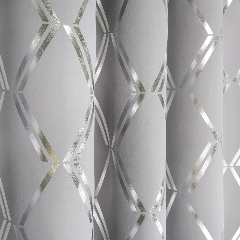 Geometric Shower Curtain, Gray/Silver