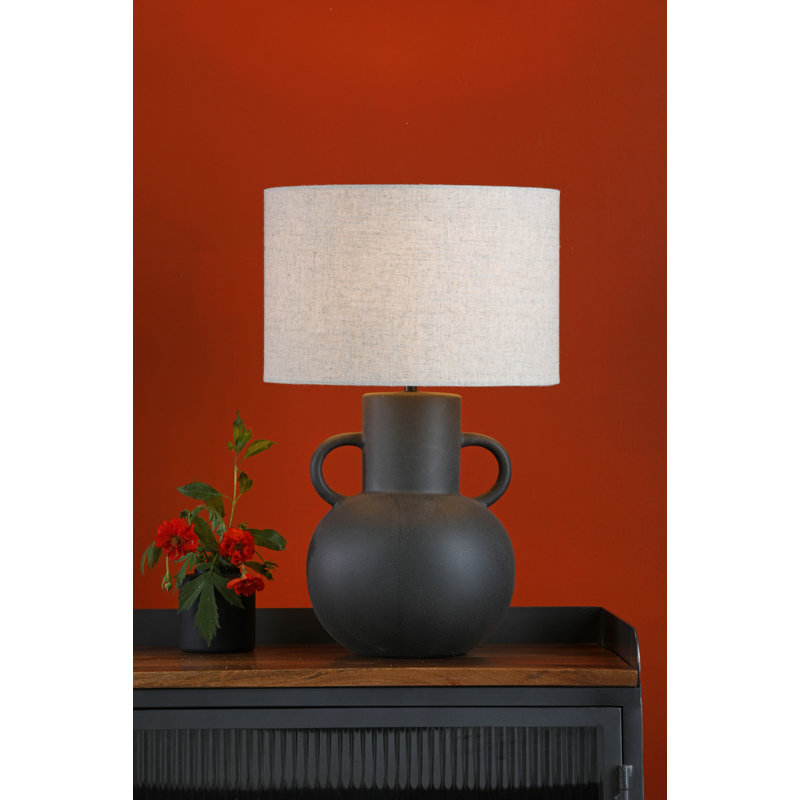 Urn Ceramic Table Lamp With Shade, Black
