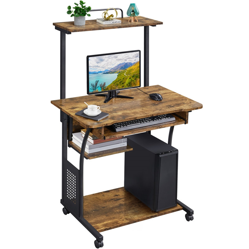 Rosita Multiple Layer Computer Desk, Rustic Brown
