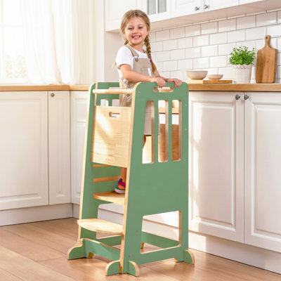Kitchen stool helper adjustable height child standing learning tower wooden kids step stools for bathroom