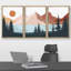 «Sunlight Pastel Mountain Forest» sur toile, reproduction de 3 pièces-91022090-91176758