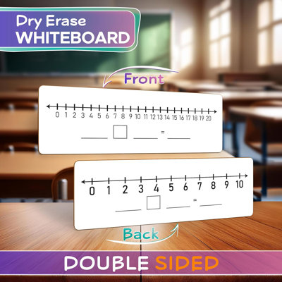Scribbledo Dry Erase Number Line Board 4”x12” Inch Lapboard Double Sided White Board Featuring 0-10 Number Line On One Side 0-20 On The Other For Students Desk Whiteboard Math Manipulatives
