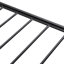 Structure de lit en métal avec tête de lit rembourrée et support de rangement en tissu