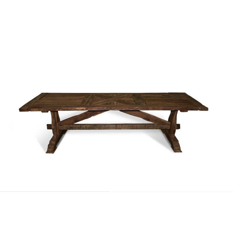 Roldvin Farmhouse Oak Solid Wood Rectangular Dining Table
