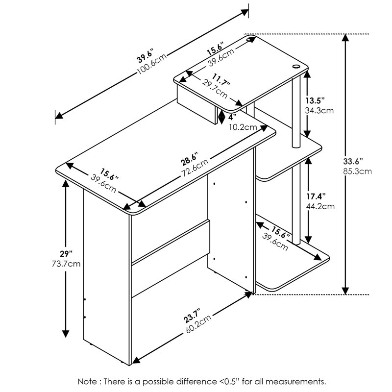 Efficient Writing Desk, Dark Espresso/Black