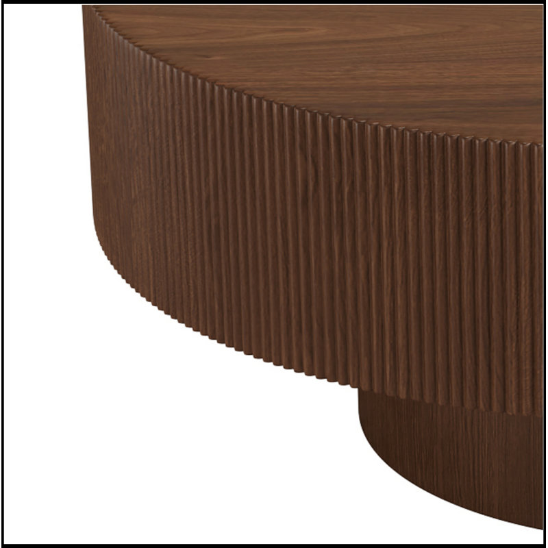 Table basse ronde avec base robuste, H 13,7 po x L 31,5 po x l 31,5 po, Noyer