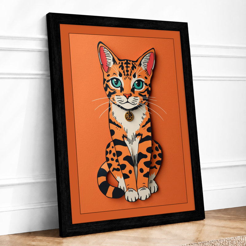 Tabby's Gaze Modern - Framed Print, A2 - 59.4 x 42.0 cm, Black