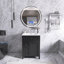Meuble-lavabo 24 po avec évier - panneau de fibres à densité moyenne et bois d'hévéa, 3 tiroirs, armoire avec tablettes réglables-1446835539