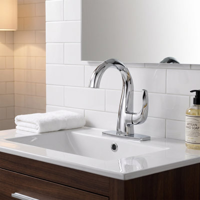 Solid Brass Single Handle Bathroom Sink Faucet, 1-Hole High Arc Basin Faucet with Pop-Up Drain