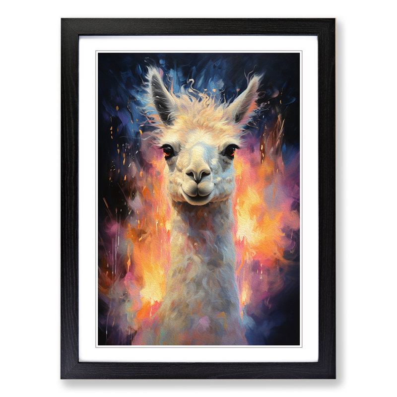 Llama Realism Art - Framed Print, Black, 34cm H x 25cm W x 2cm D
