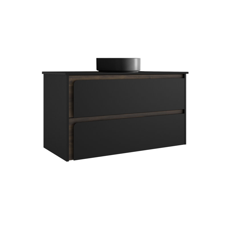 Ensemble de meuble-lavabo simple 40 po Cordoba, Noir / bois, Noir