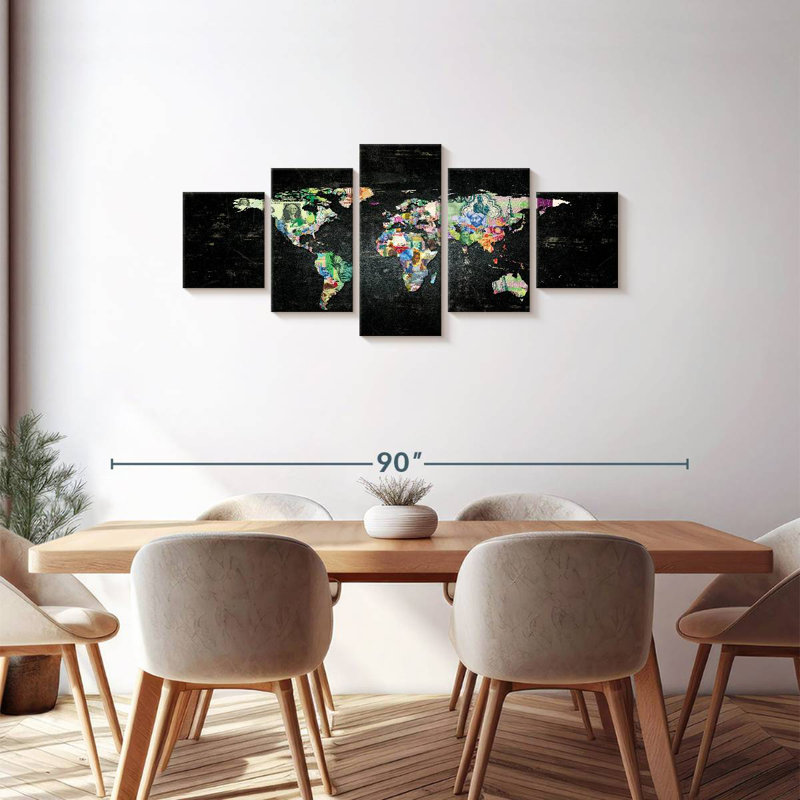 Carte du monde tendance I, H 30 po x l 68 po