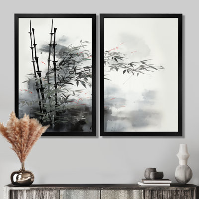 Asian Art Classics Sumi - Asian Art Canvas Art, Gray People Wall Art Set of 2