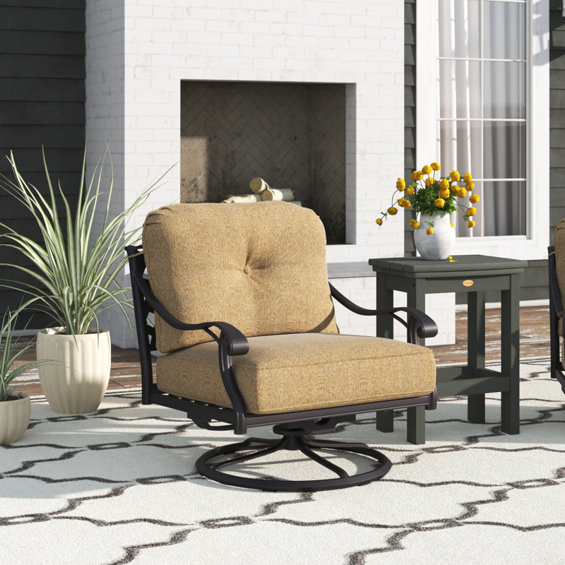 Frazee Swivel Powder Coated Aluminum Outdoor Lounge Chair