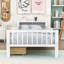 Lit plateforme simple en bois avec rangement pour tête de lit, garde-corps de sécurité et tiroirs-517482105