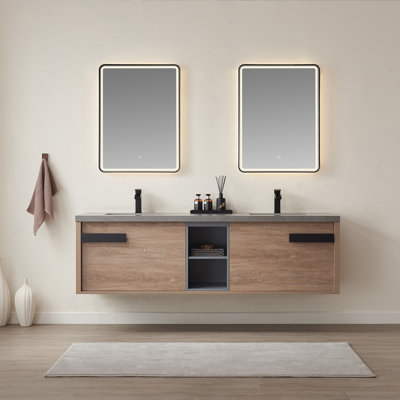 Ensemble de meuble-lavabo double 72 po avec miroir Breckan
