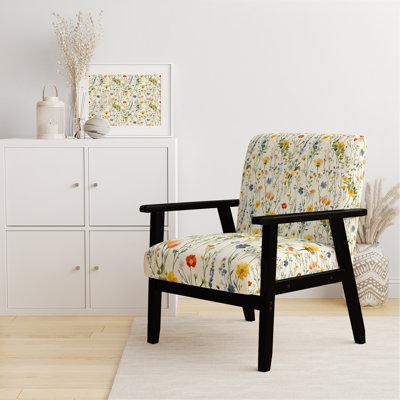 Chaise rembourrée Floral - Chaise jaune avec accoudoirs Cottage Meadow Notes