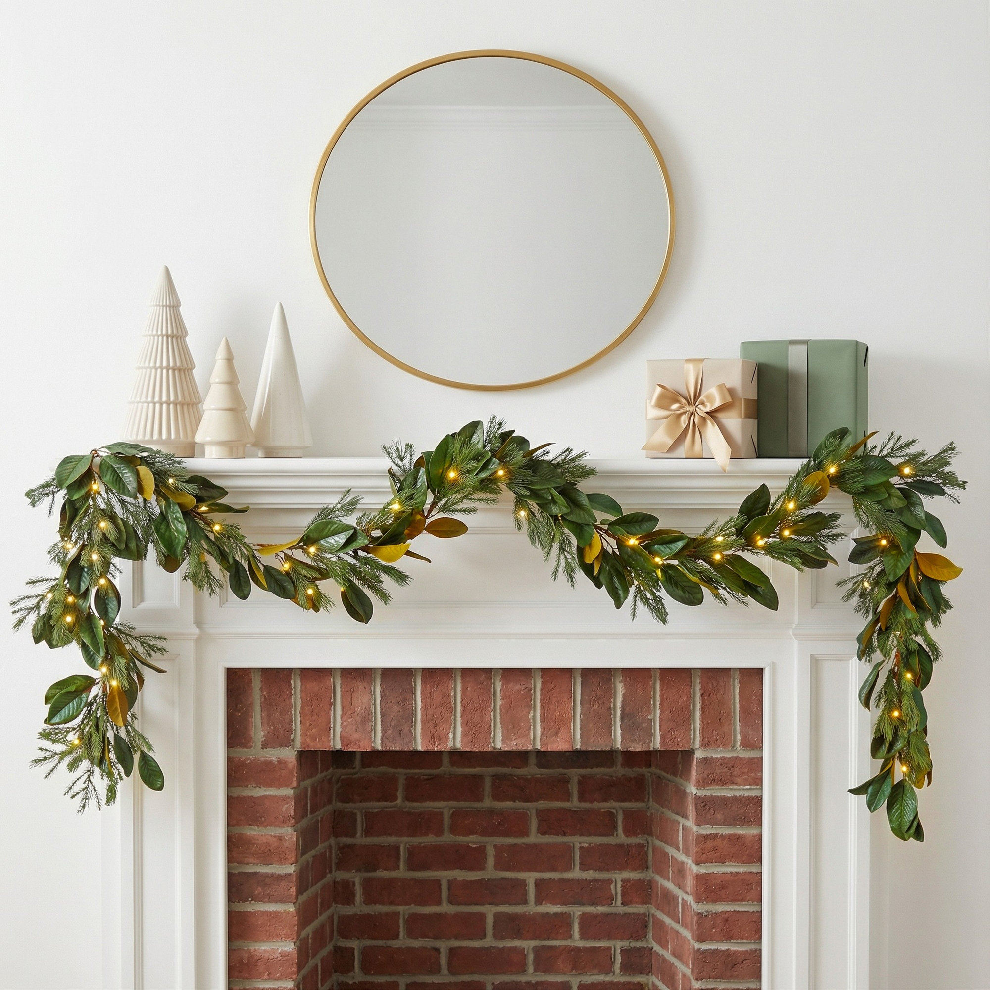 The Holiday Aisle® 9 ft. Magnolia Mix Pine Garland with LED Lights