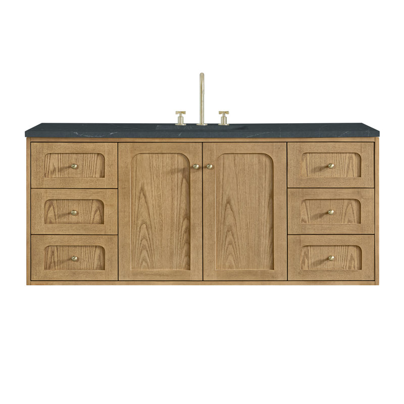 Laurent 60'' W Single Vanity, 8" Centers, Light Natural Oak, Charcoal Soapstone