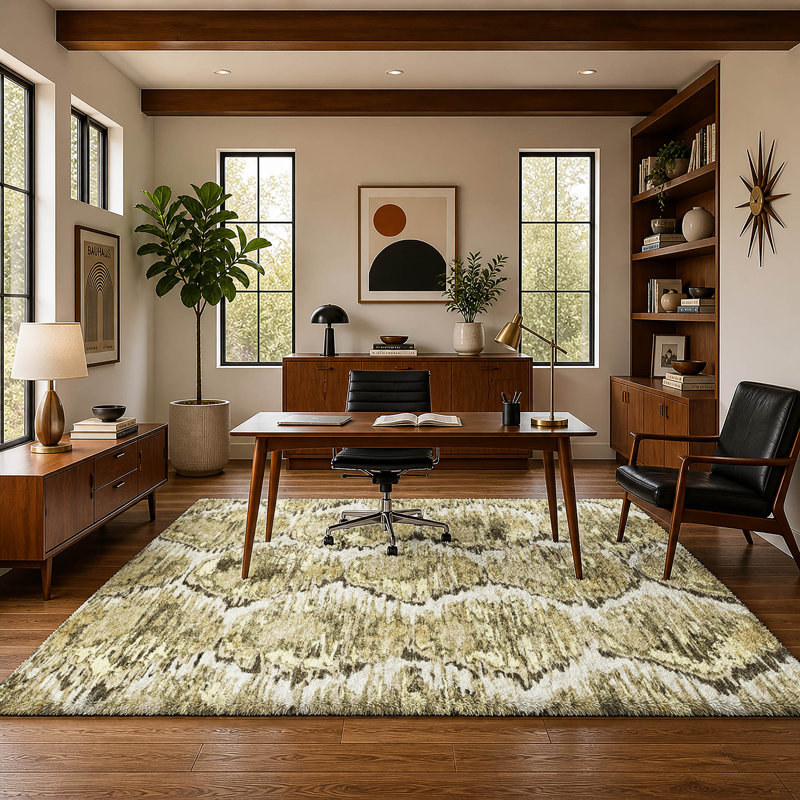 Tapis Dream Shag ADS766 de qualité supérieure, lavable à la machine, motif diamant., Taupe, 3' x 5'