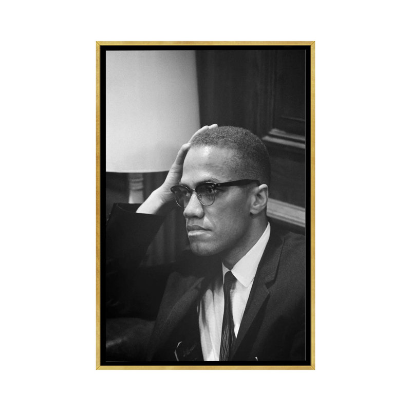 Malcolm X (1925-1965) de Marion Trikosko-impression, Pas de tapis, H 26 po x l 18 po x 1,5 po, Toile encadrée d'or