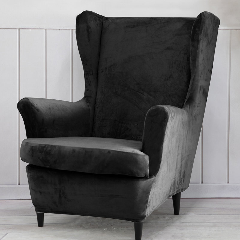 Housse pour fauteuil à coussins en T, Mélange de polyester gris foncé