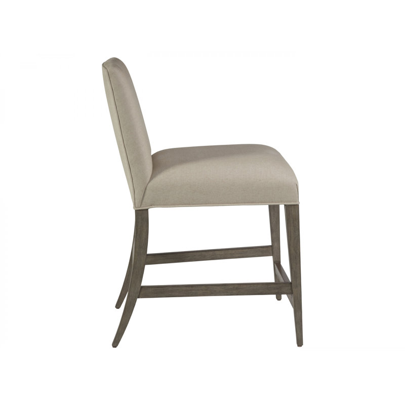 Grigio Upholstered Low Back Counter Stool with Metal Kickplate