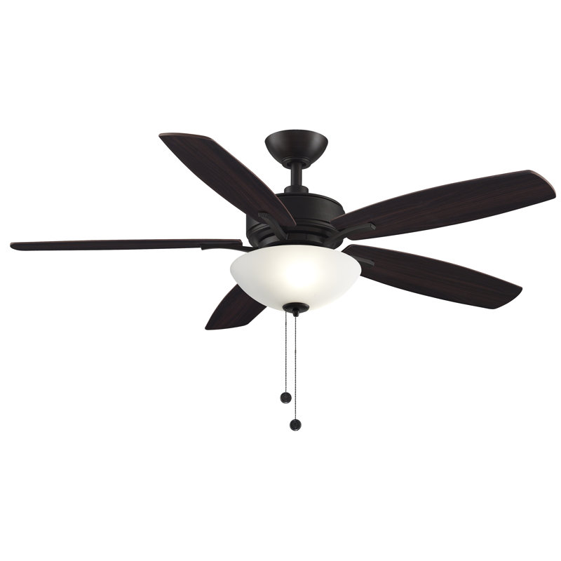 Aire Deluxe 52 inch Indoor Ceiling Fan with LED Bowl Light Kit and Pull Chains - Dark Bronze with Reversible Cherry/Dark Walnut blades