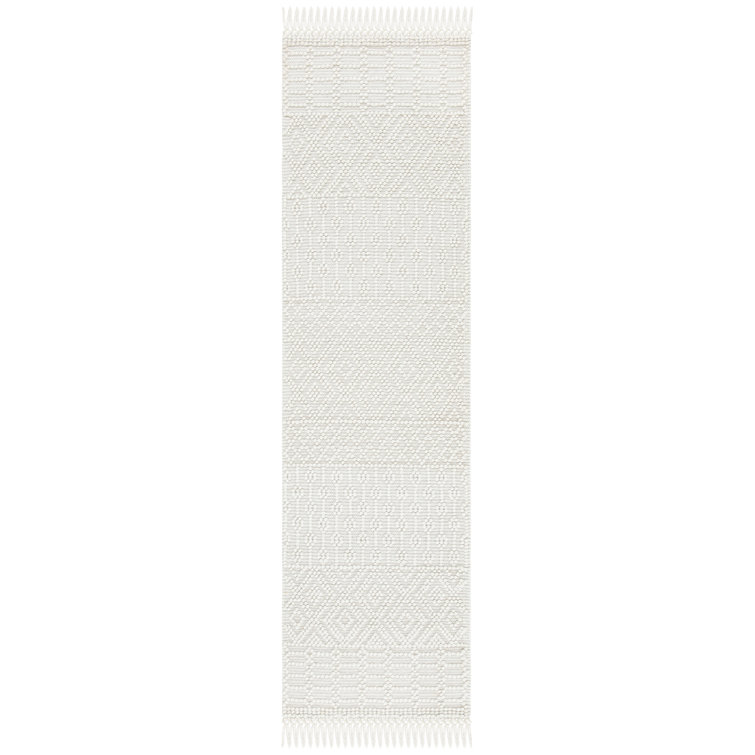 Aldeline Hand-Woven Flateweave Wool Ivory Area Rug
