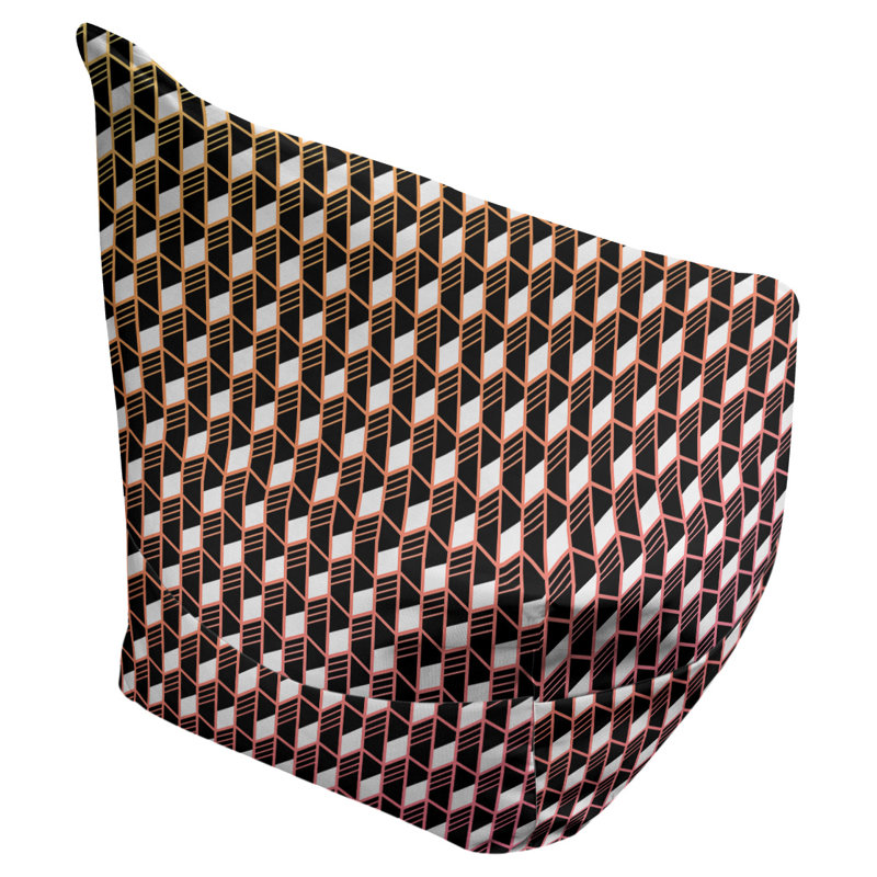 Petite chaise à sacs à billes & Leffel, Rembourrage poly, Noir / Orange, H 86 po x l 27 po x P 43 po