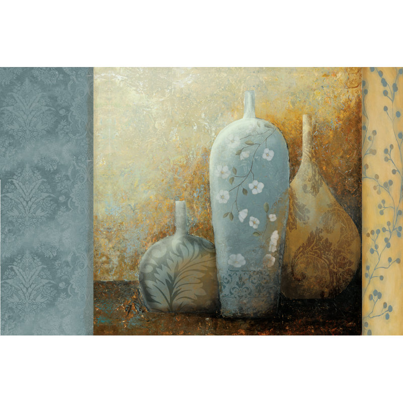 Blue And New Pots - Wrapped Canvas Painting, 20cm H x 30cm W x 3.8cm D