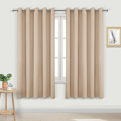 2 Thick Panels Room Darkening Blackout Curtains, Thermal Insulated Block Out Light Grommet Drapes
