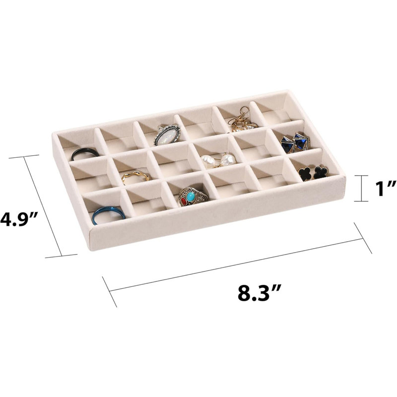 Plateau de rangement de bijoux, plateau de bijoux empilable en velours