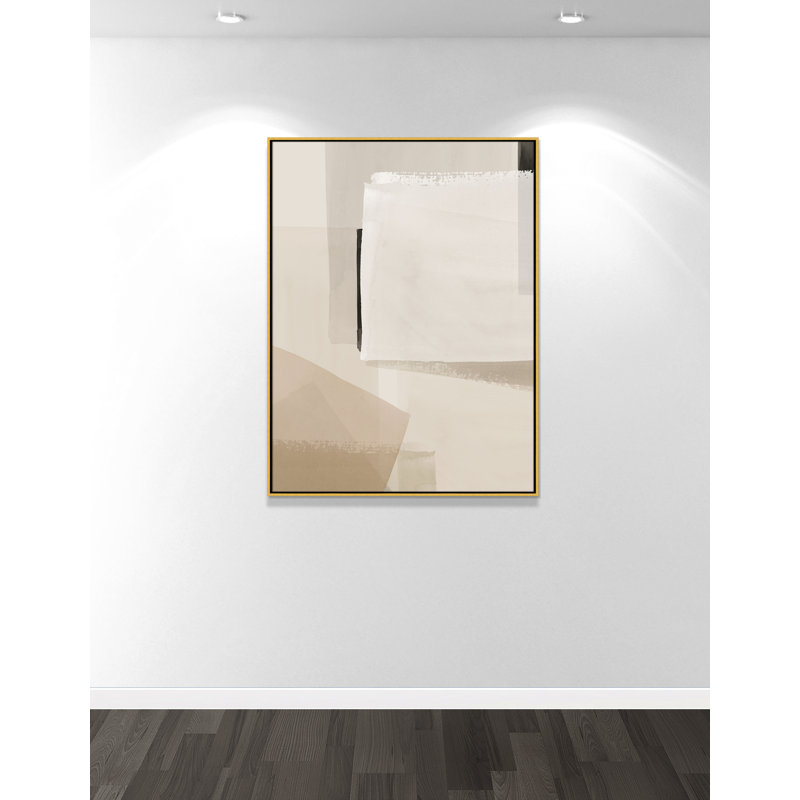 Imprimé calme et géométrique par Hazel J, 37.5'' W x 49.5'' H, Framed Canvas, Gold Floater