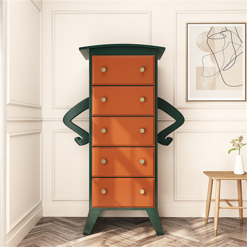 Armoire décorative pour robot, Vert foncé / orange